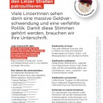 Flyer BI Linz braucht keine Stadtwache